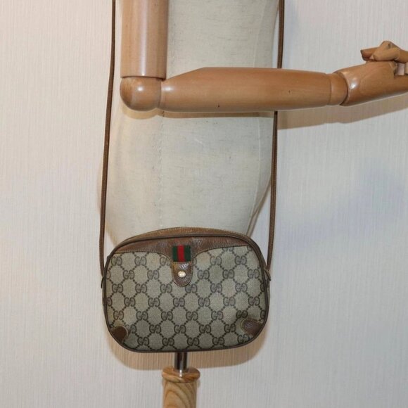 GUCCI GG Supreme Web Sherry Line Shoulder Bag PVC Beige Red 89 02 066 Auth 84927 - Picture 3 of 16